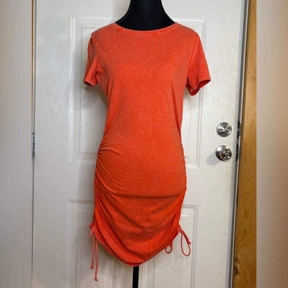 Victoria’s Secret PINK Dress S Orange Tie-Dye Ruched Side Drawstring Casual NWT